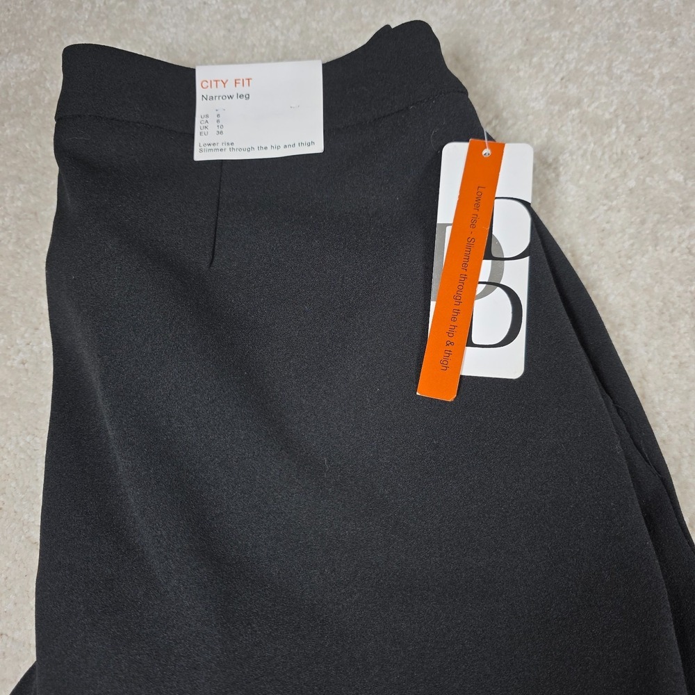 Dalia Collection Dress Pants Womens 6 Jet Black Stretch City Fit Narrow Leg NWT
